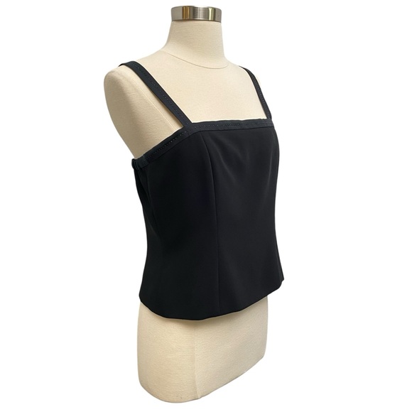 Silk Blazer With Rhinestone & Square Neck Structured Blouse Two Piece Set - Picture 13 of 15